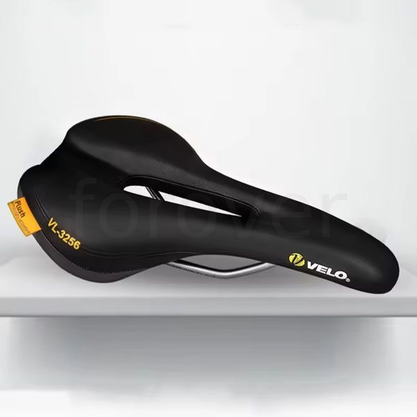 Седло велосипедное Velo с отверстием, черное с оранжевым VR-10728 фото