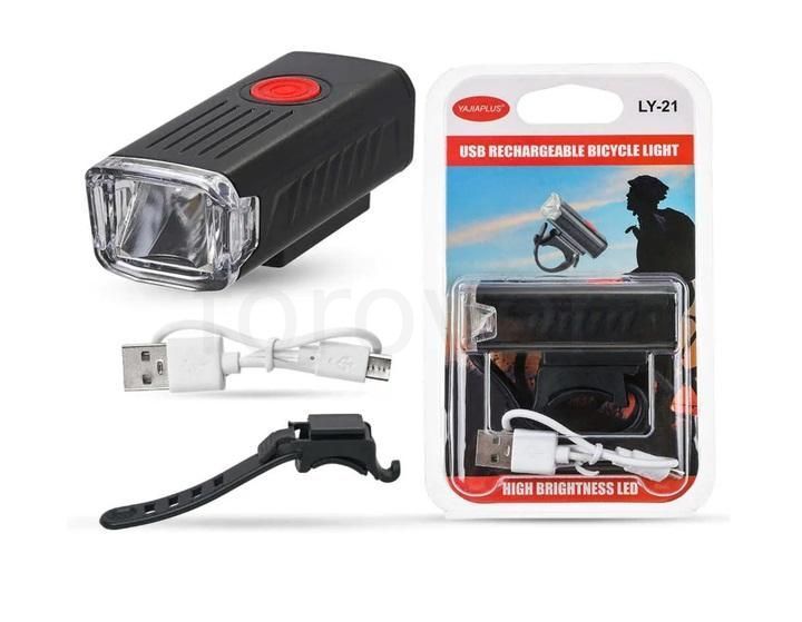 Велосипедный фонарь фара, аккумуляторный USB, черный LY-21 фото