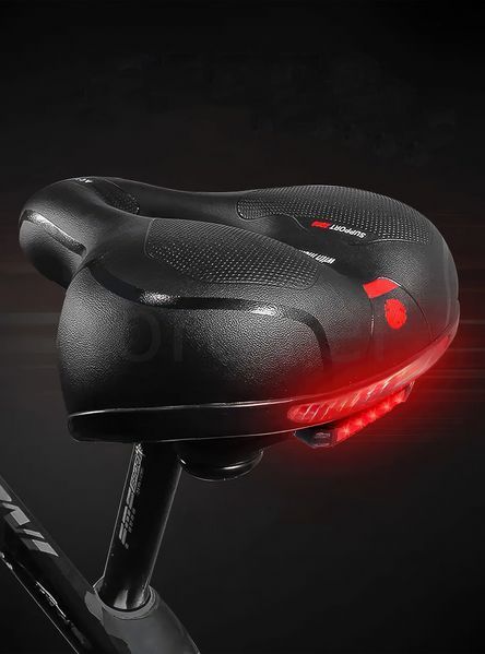 Седло велосипедное с отверстием + сьемный задний стоп, широкое, чорное VR-10449 фото