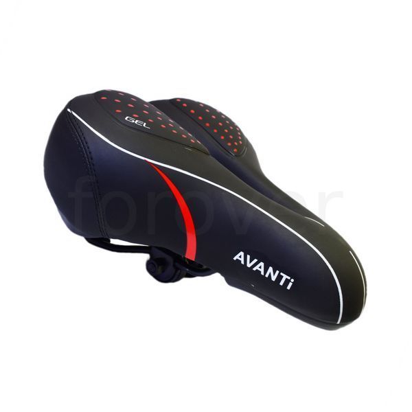 Сідло велосипедне AVANTI SD-189 GEL з отвором і гелевою вставкою, чорне з червоним SD-189 фото